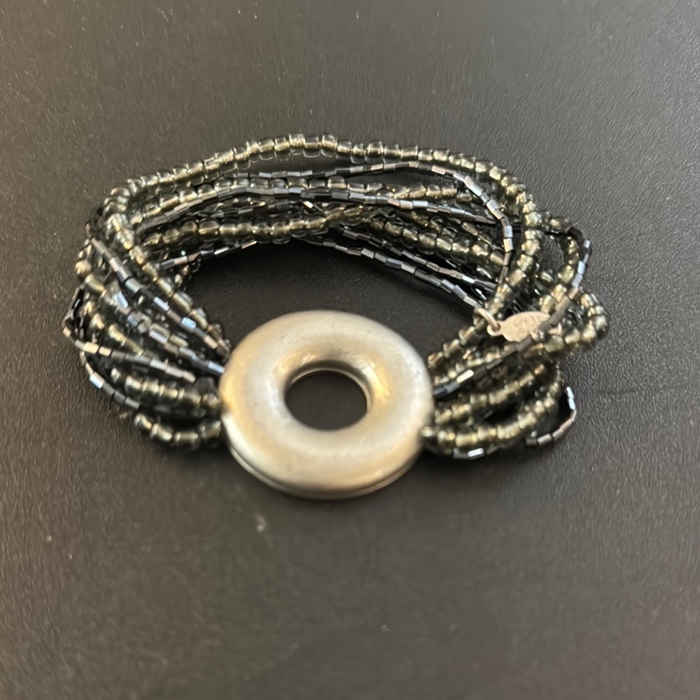 Elegant Black and Silver Beaded Bracelet